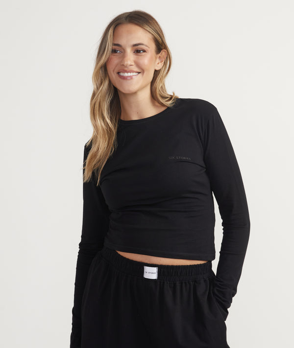 Soft Long Sleeve Top - Black