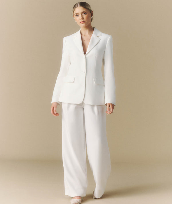 Cinched Tailored Bridal Blazer - Off White