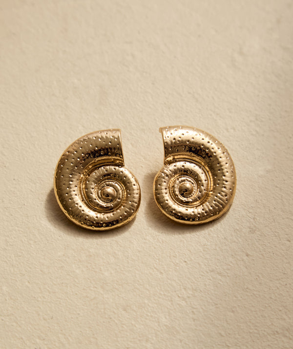 Shell Statement Earrings - Gold