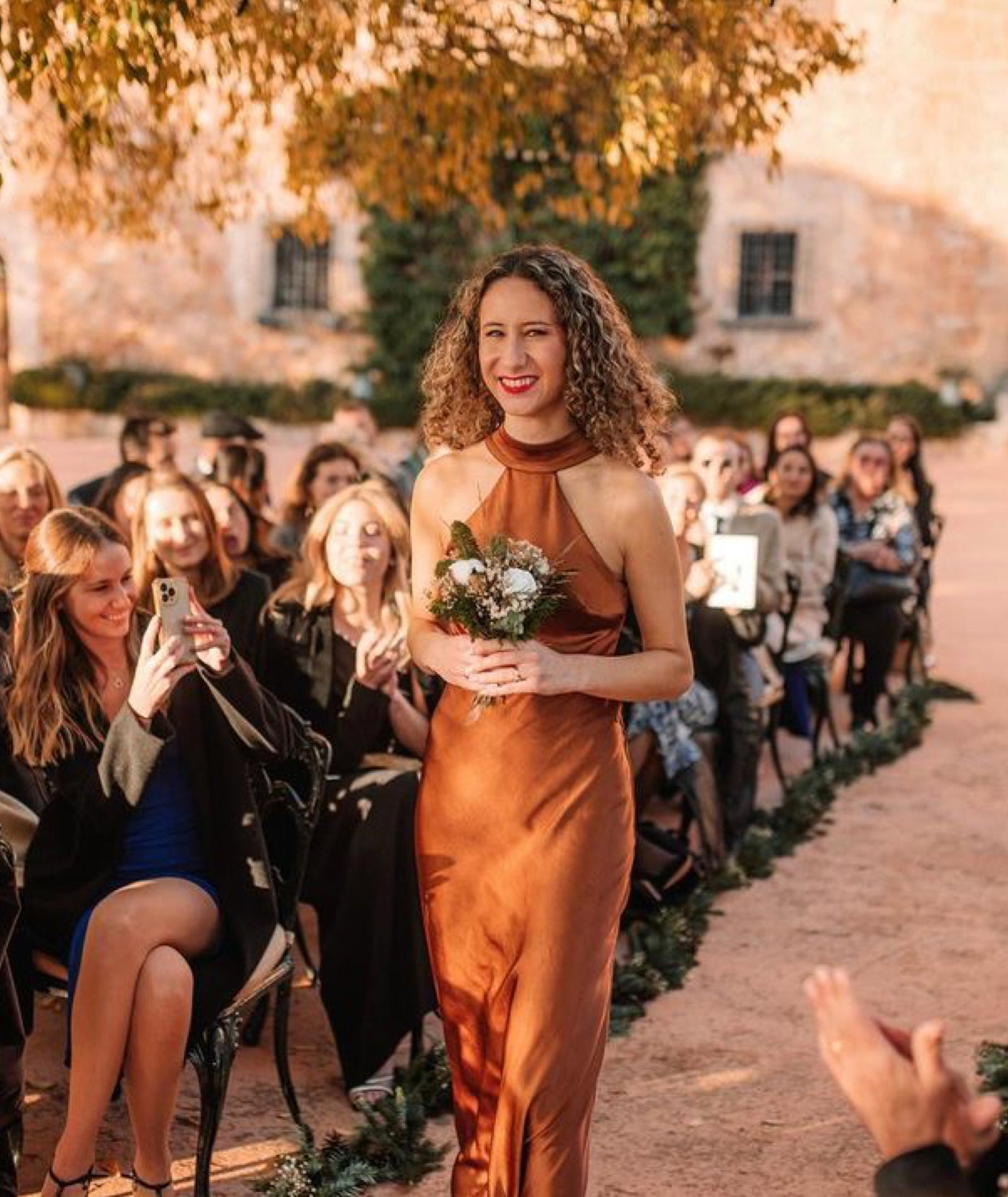 Twist Back Satin Bridesmaid Dress Rust Six Stories