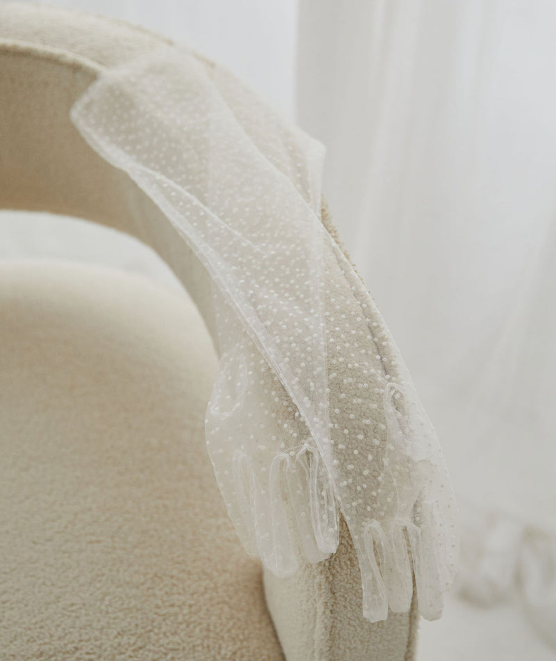 Bridal Mesh Long Sleeved Polka Dot Gloves - White