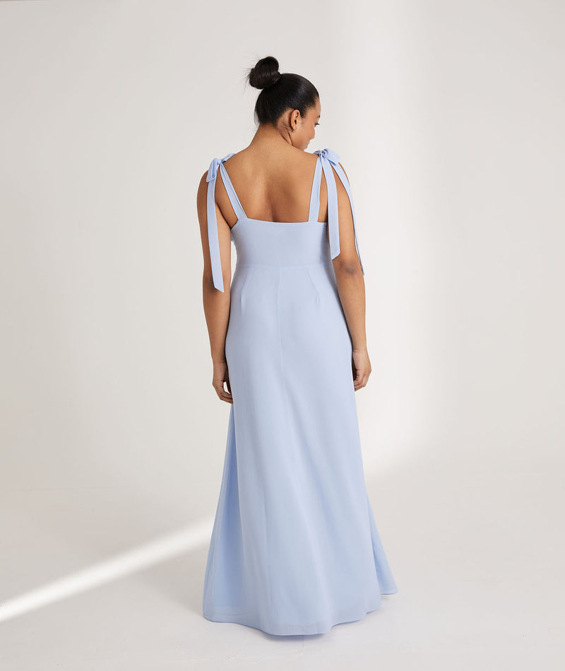 Bow Tie Shoulder Chiffon Bridesmaid Dress