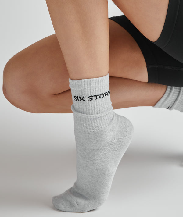 Branded Ankle Socks - Grey Marl