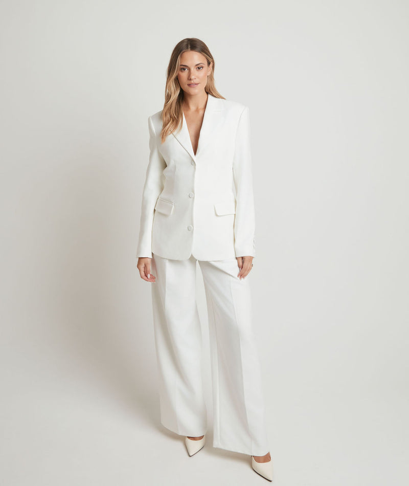 Cinched Waist Blazer In Ivory