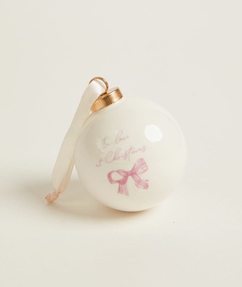 'In Love' Christmas Bauble - Ivory