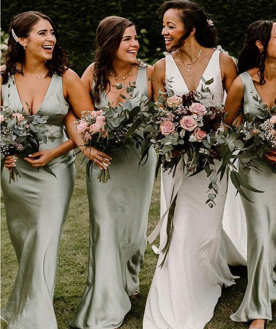 Halter Neck Satin Bridesmaid Dress - Sage – Six Stories