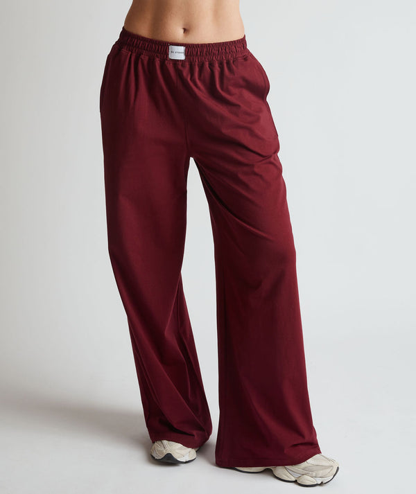 Six Stories Soft Wide Leg Lounge Pant Merlot Burgundy