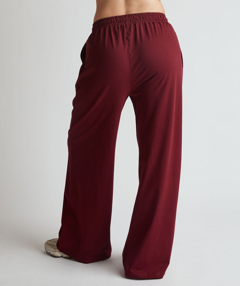 Six Stories Soft Wide Leg Lounge Pant Merlot Burgundy