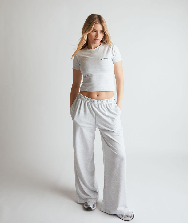 Six Stories Soft Wide Leg Lounge Trouser Pant Grey Marl Gray Marl