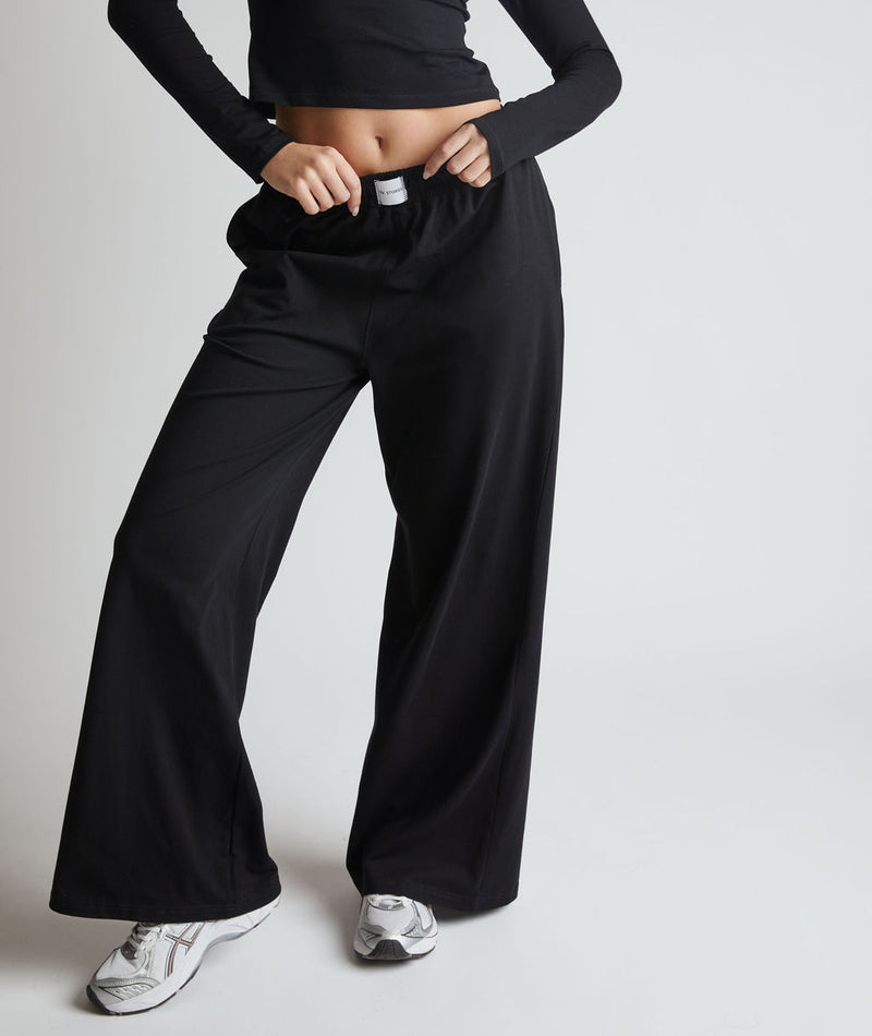 Soft Wide Leg Lounge Trousers Black