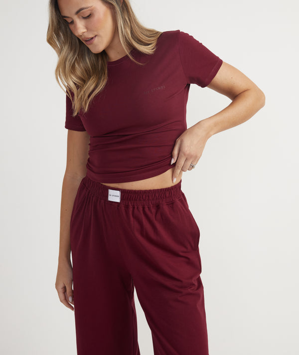 Soft Wide Leg Lounge Trousers - Merlot