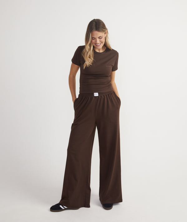 Soft Wide Leg Lounge Trousers - Espresso