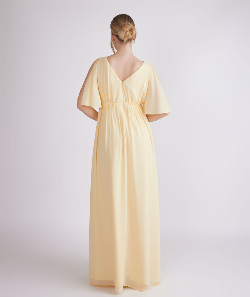 Flutter Sleeve Maternity Chiffon Bridesmaid Dress - Butter Lemon