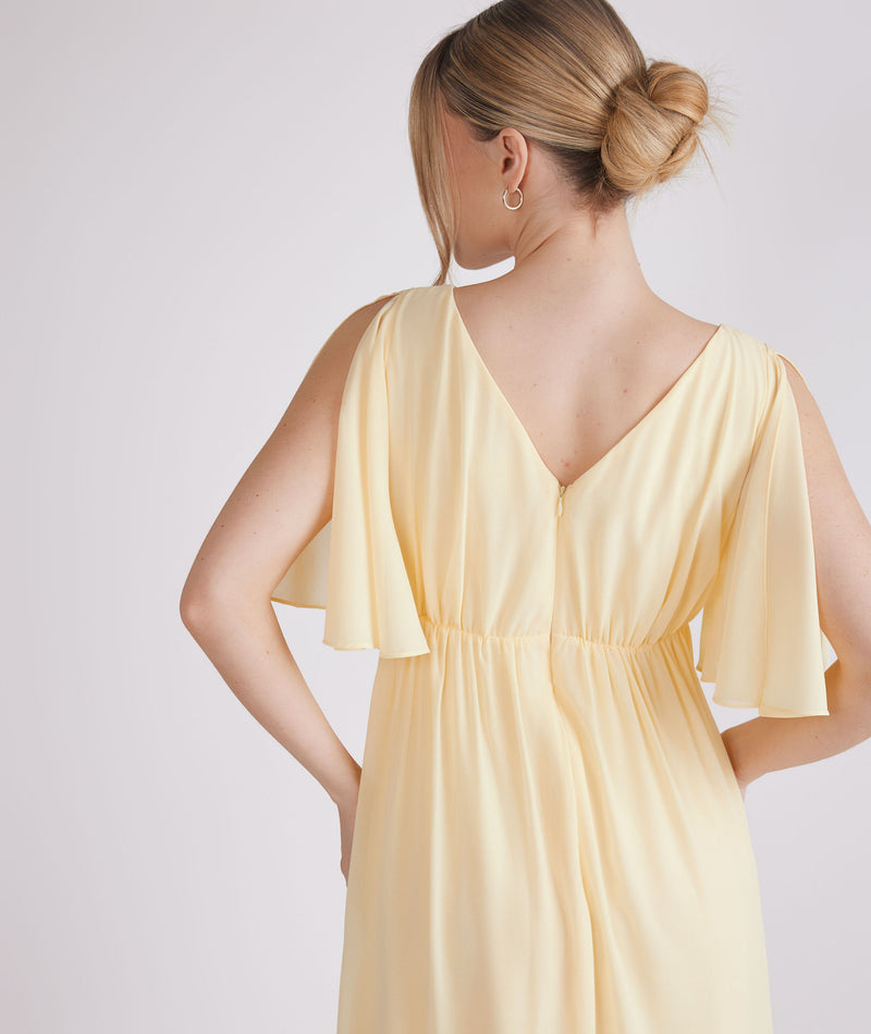 Flutter Sleeve Maternity Chiffon Bridesmaid Dress - Butter Lemon