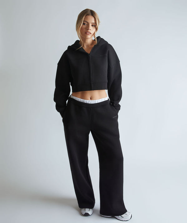 Double Waistband Joggers - Black