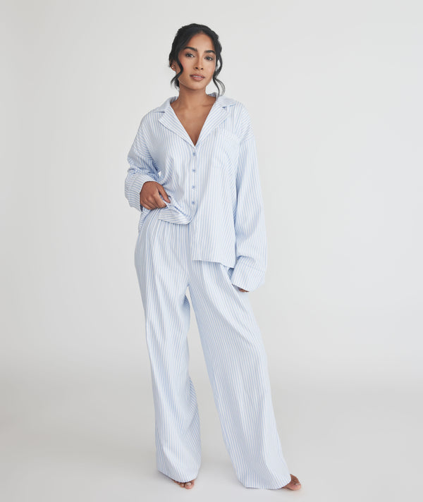 Blue Stripe Pyjama Shirt - Baby Blue