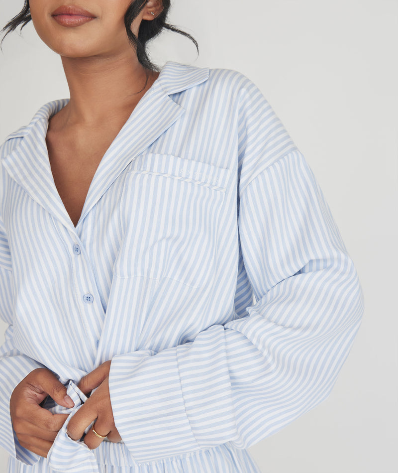 Blue Stripe Pyjama Shirt - Baby Blue