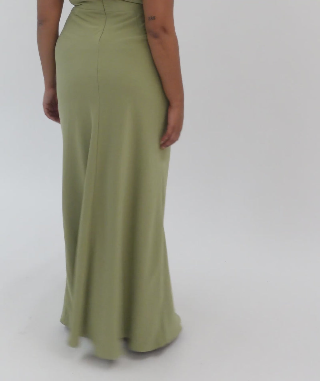 Cowl Front Crepe Bridesmaid Dress - Sage