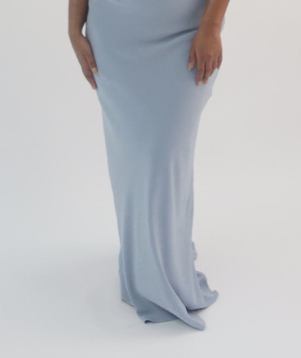 Bardot Gathered Crepe Bridesmaid Dress - Pale Blue